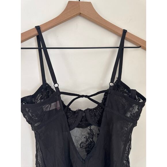 Victoria's Secret Vintage Black Lace Sheer Sequin Corset Camisole Lingerie - 36B - Picture 5 of 7